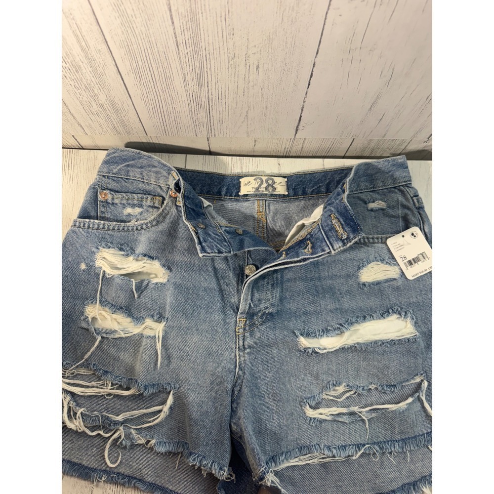 Free People Denim Distressed Cutoff Shorts High Rise Blue Size 28